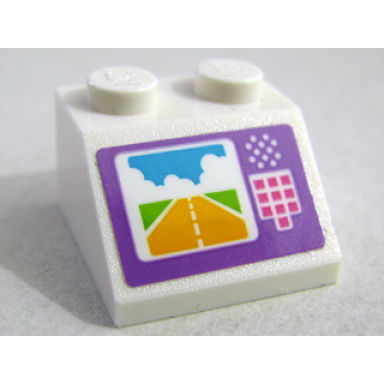white slope 45 2 x 2 with screen with runway and controls pattern sticker - set 41109