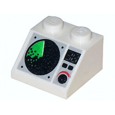 white slope 45 2 x 2 with black and green radar screen digital 38 buttons and dial pattern
