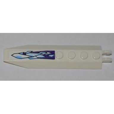 white hinge plate 1 x 8 with angled side extensions with medium blue and white ice crystals on dark purple background pattern sticker - set 9445