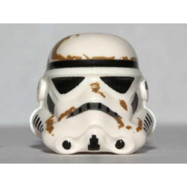 white minifigure headgear helmet sw stormtrooper 2 chin holes and dirt stains pattern