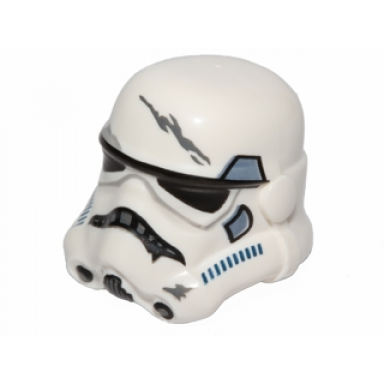 white minifigure headgear helmet sw stormtrooper 2 chin holes dark blue and sand blue with scratches pattern imperial jet pack trooper