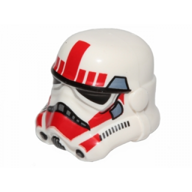 white minifigure headgear helmet sw stormtrooper 2 chin holes red and sand blue pattern imperial shock trooper