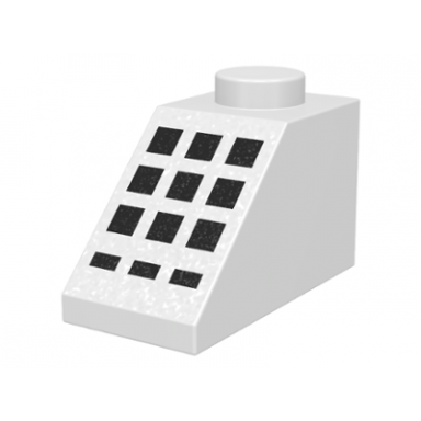 white slope 45 2 x 1 with keypad with black buttons pattern