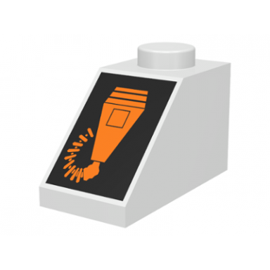 white slope 45 2 x 1 with orange microphone on black pattern