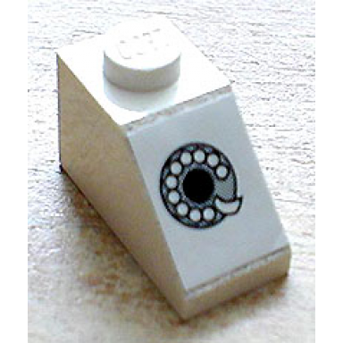 white slope 45 2 x 1 with rotary phone gray pattern sticker - set 230-1
