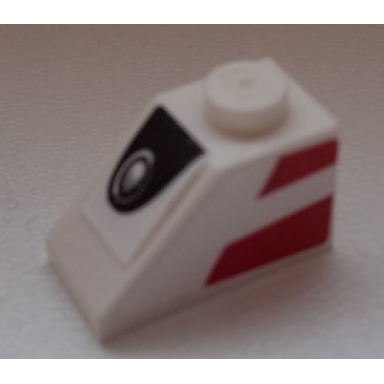 white slope 45 2 x 1 with headlight and 2 red stripes on side pattern model left side stickers - set 75876