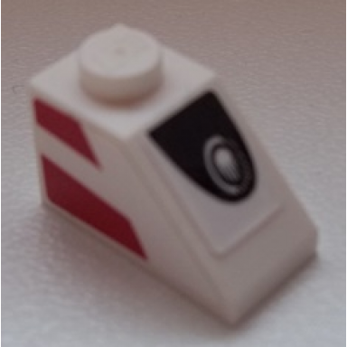 white slope 45 2 x 1 with headlight and 2 red stripes on side pattern model right side stickers - set 75876