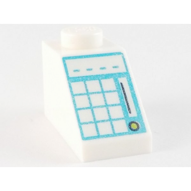 white slope 45 2 x 1 with light aqua keypad on medium azure background pattern