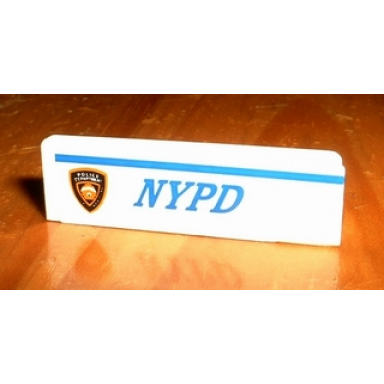 white panel 1 x 4 x 1 with blue nypd and stripe police department badge pattern model left side sticker - set 1376
