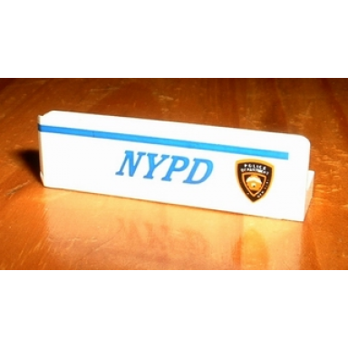 white panel 1 x 4 x 1 with blue nypd and stripe police department badge pattern model right side sticker - set 1376