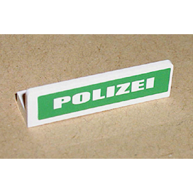 white panel 1 x 4 x 1 with white polizei on green background pattern sticker - set 7236-1