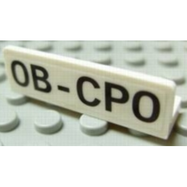 white panel 1 x 4 x 1 with black ob-cpo pattern sticker - set 7623
