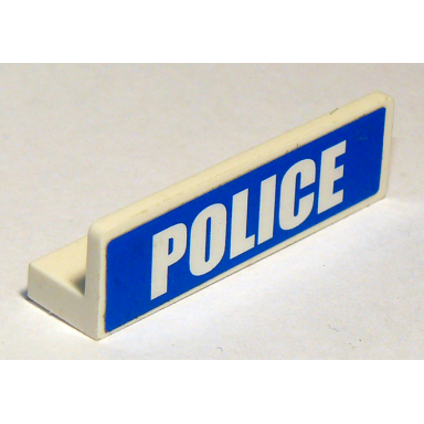 white panel 1 x 4 x 1 with white police bold narrow font large on blue background pattern sticker - sets 3648 3661 7498 7744