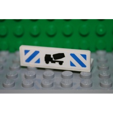 white panel 1 x 4 x 1 with black cement mixer and blue danger stripes pattern sticker - set 7990