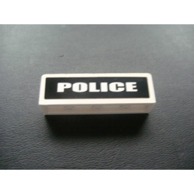 white panel 1 x 4 x 1 with white police on black background pattern sticker - set 7236-1
