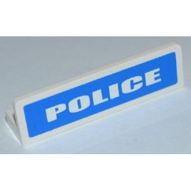 white panel 1 x 4 x 1 with white police bold wide font on blue background pattern sticker - set 7236-2