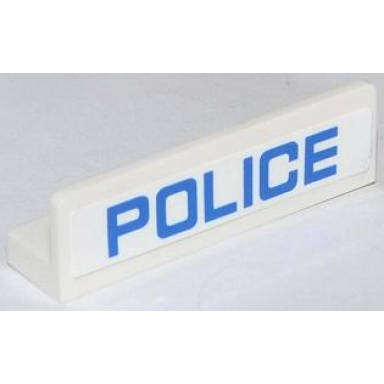 white panel 1 x 4 x 1 with blue police thin narrow font pattern sticker - set 60042