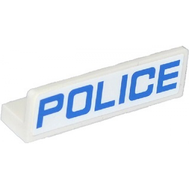 white panel 1 x 4 x 1 with blue police thin font pattern sticker - sets 60047 60049