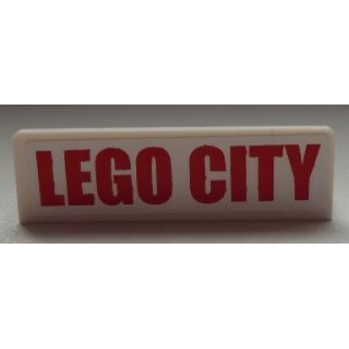 white panel 1 x 4 x 1 with red lego city pattern sticker - set 60051