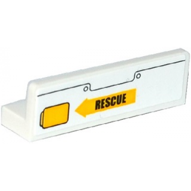 white panel 1 x 4 x 1 with rivets yellow handle and black rescue on yellow arrow pattern model left side sticker - set 60079