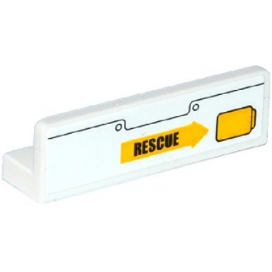 white panel 1 x 4 x 1 with rivets yellow handle and black rescue on yellow arrow pattern model right side sticker - set 60079