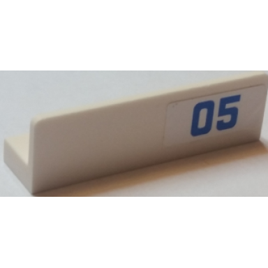 white panel 1 x 4 x 1 with blue 05 pattern model left side sticker - set 60045
