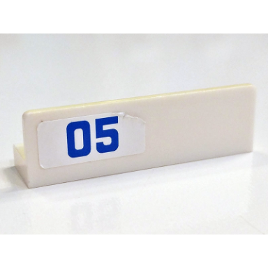 white panel 1 x 4 x 1 with blue 05 pattern model right side sticker - set 60045