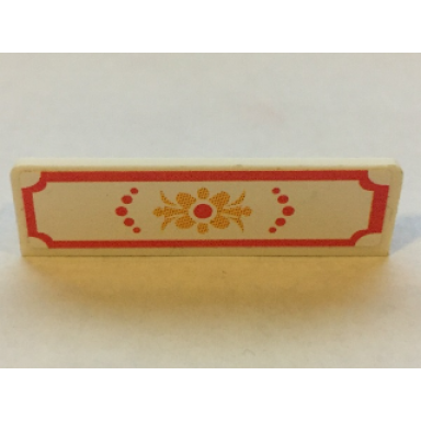 white panel 1 x 4 x 1 with bed decoration pattern sticker - set 7586