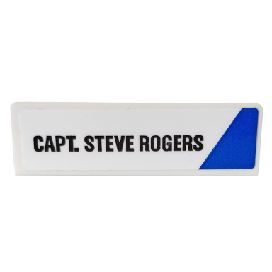 white panel 1 x 4 x 1 with blue triangle and capt steve rogers pattern model left side sticker - set 76076