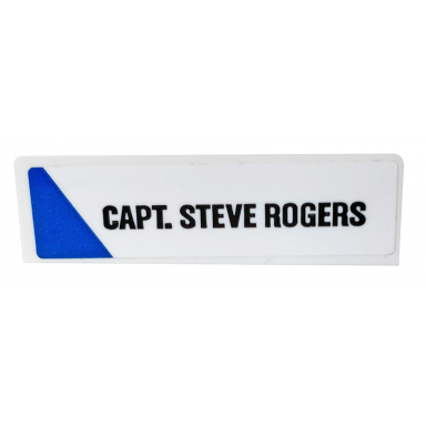 white panel 1 x 4 x 1 with blue triangle and capt steve rogers pattern model right side sticker - set 76076