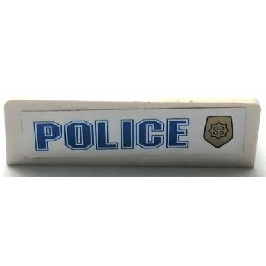 white panel 1 x 4 x 1 with blue police and world city gold police badge on white background pattern model left side sticker - sets 4850 7030