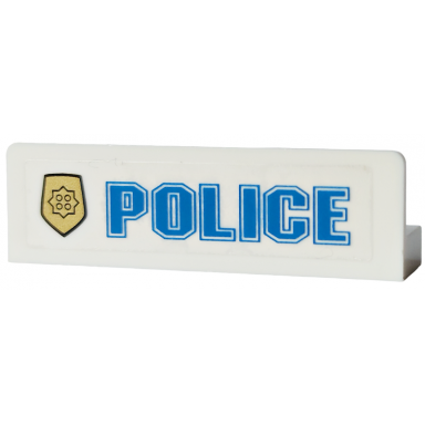 white panel 1 x 4 x 1 with blue police and world city gold police badge on transparent background pattern model left side sticker - set 4854