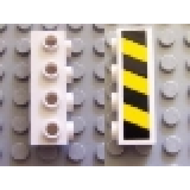 brick modified 1 x 4 with studs on side with black and yellow danger stripes pattern sticker - set 7781