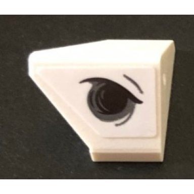 white slope 45 2 x 1 double inverted - with bottom stud holder with angry black eye pattern model right side sticker - set 76075