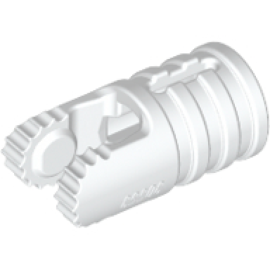 white hinge cylinder 1 x 2 locking with 2 fingers and axle hole on ends with slots