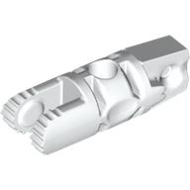white hinge cylinder 1 x 3 locking with 1 finger and 2 fingers on ends with hole