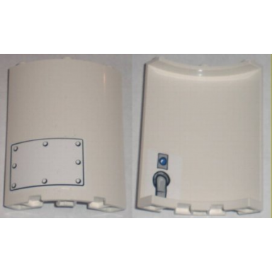 white cylinder quarter 4 x 4 x 6 with metal plate outside and pipe with button inside pattern stickers - set 3831