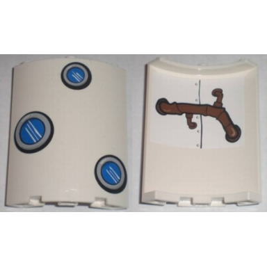 white cylinder quarter 4 x 4 x 6 with portholes outside and brown pipes inside pattern stickers - set 3831