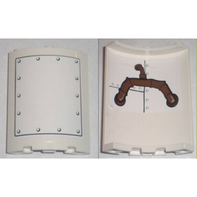 white cylinder quarter 4 x 4 x 6 with large metal plate outside and brown pipes inside pattern stickers - set 3831