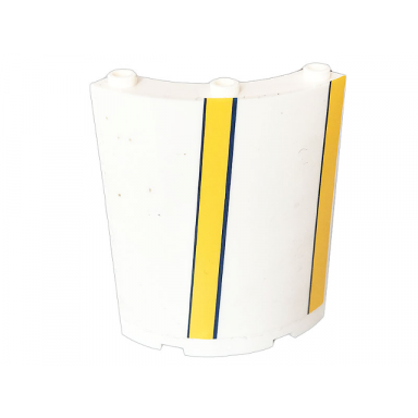 white cylinder quarter 4 x 4 x 6 with bright light orange stripes pattern model right side sticker - set 41232