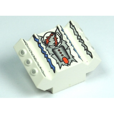 white brick modified 2 x 2 no studs sloped with angled side block extensions with freeze pattern
