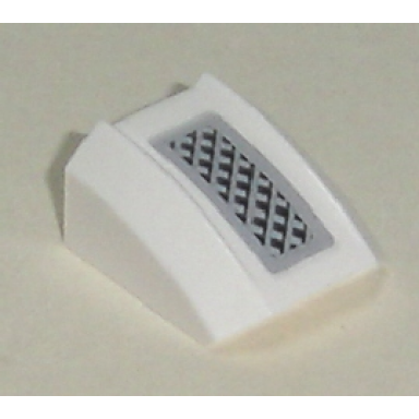 white slope curved 2 x 2 lip with black and gray vent pattern sticker - set 7639