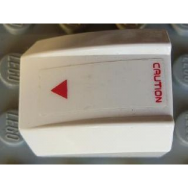 white slope curved 2 x 2 lip with caution and small triangle red on white pattern sticker - set 7713