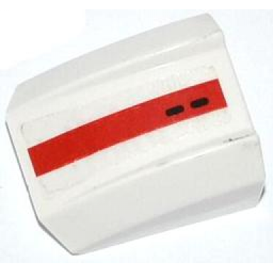 white slope curved 2 x 2 lip with red stripe and 2 black spots pattern sticker - sets 70702 70708