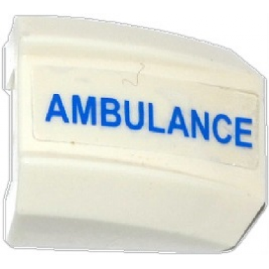 white slope curved 2 x 2 lip with blue ambulance pattern model left side sticker - set 60086