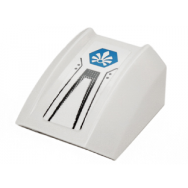 white slope curved 2 x 2 lip with black lines and blue chima logo pattern sticker - set 70010