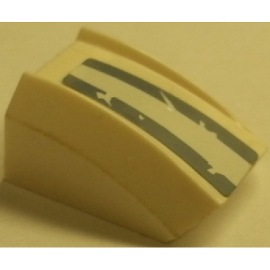 white slope curved 2 x 2 lip with sand blue stripes with scratches on white background pattern sticker - set 70133