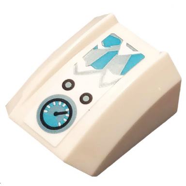 white slope curved 2 x 2 lip with ice buttons and gauge pattern sticker - set 70667