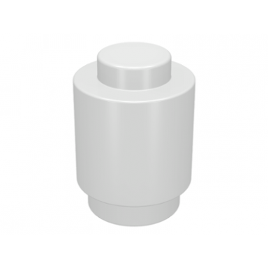 white brick round 1 x 1 - solid stud bottom lip