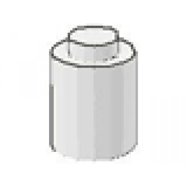 white brick round 1 x 1 - solid stud no bottom lip